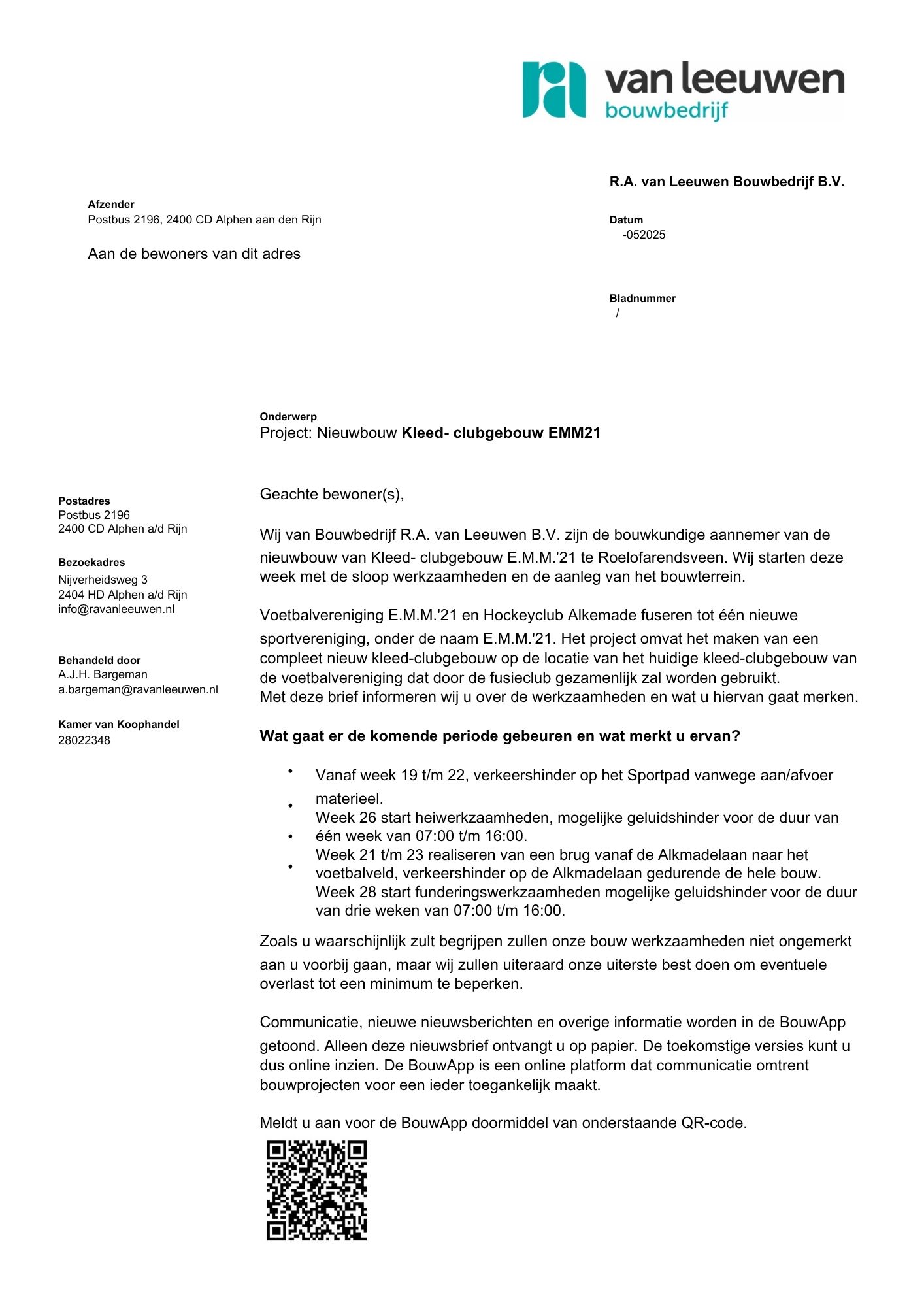 Planning werkzaamheden nieuwbouw
