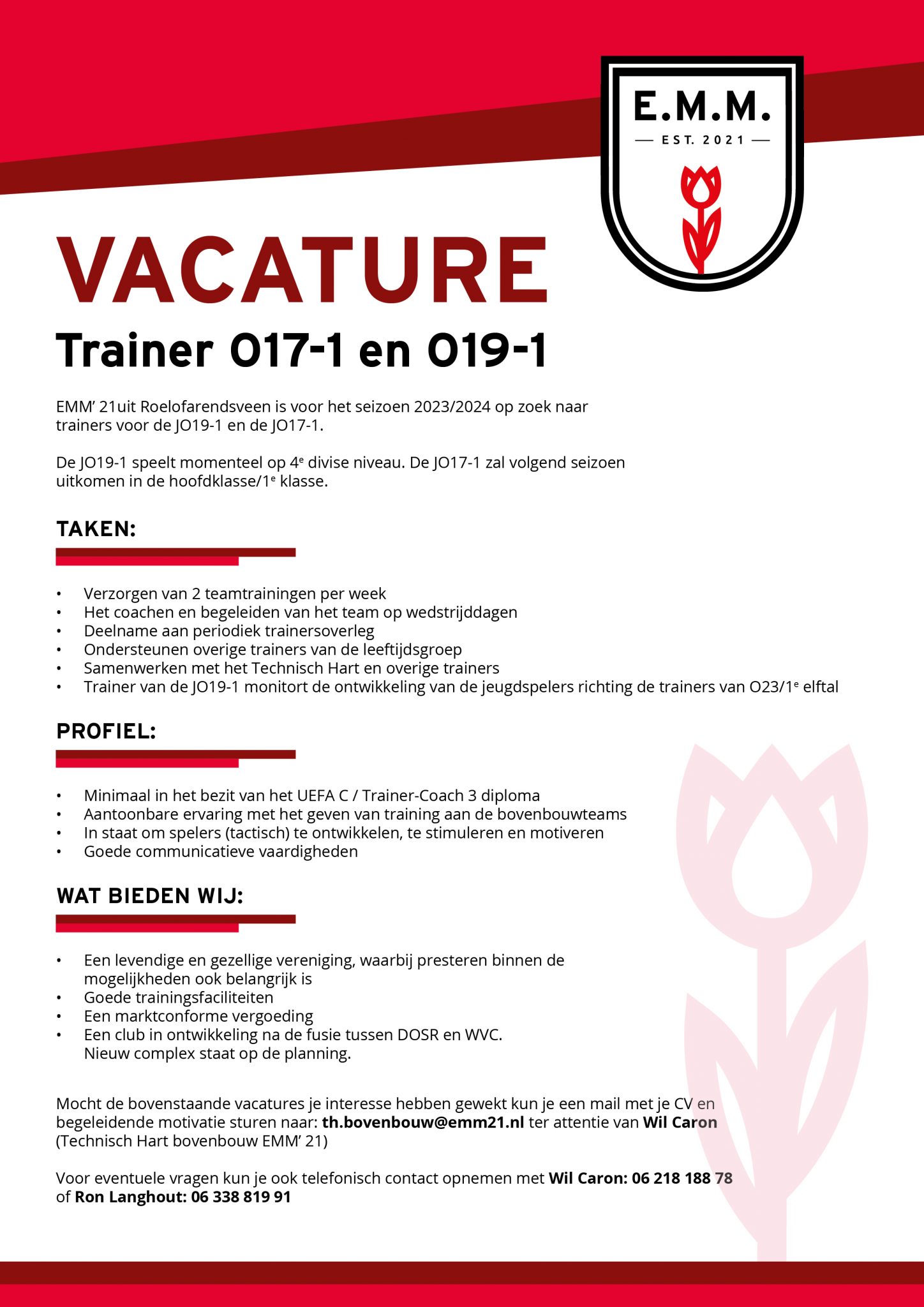 Vacature trainer O17-1 en O19-1